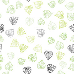 Light Green, Yellow vector seamless doodle texture with leaves.