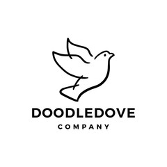 doodle dove logo vector icon illustration