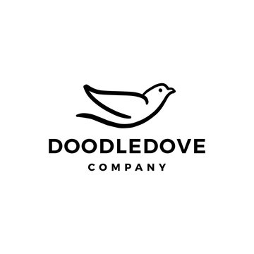 Doodle Dove Logo Vector Icon Illustration