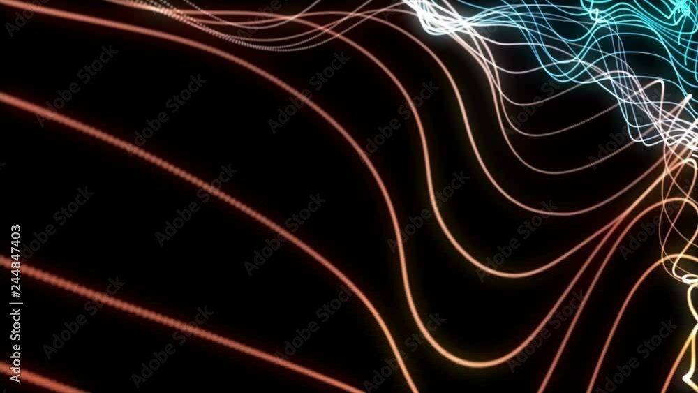 Aufkleber 4k 60 fps. abstract loopable blue and red cg motion waving dots texture with glowing defocused parti