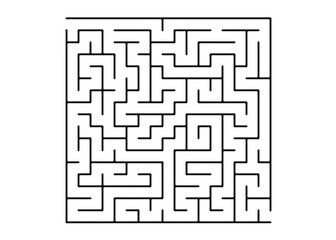 White vector pattern with a black labyrinth.