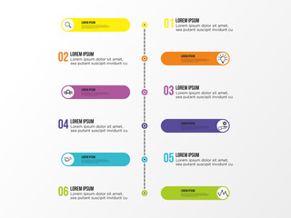 Business Infographics Element Vector Design Template. Data Visualization Timeline with circles, steps, number options most useful can be used for workflow layout, presentation, diagram, annual reports