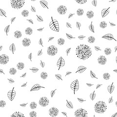 Light Gray vector seamless natural pattern with leaves, flowers.