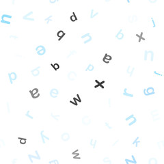 Light BLUE vector seamless background with signs of alphabet.