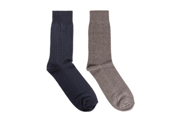 ฺBlue and grey socks isolated on white background