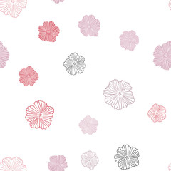 Light Red vector seamless natural backdrop with flowers.