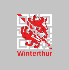 QR code set the color of Winterthur flag, The canton of Switzerland.