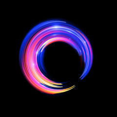 Vivid abstract background. Beautiful design of rotation frame.  .Mystical portal. Bright sphere lens. Rotating lines. Glow ring. .Magic neon ball. Led blurred swirl. Spiral glint lines.