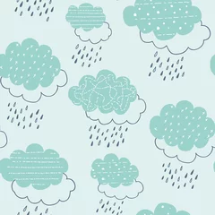 Poster Im Rahmen seamless pattern with clouds and raindrops. vector illustration, © neapol