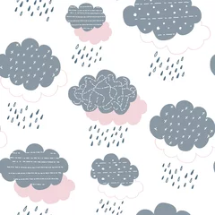 Foto op Plexiglas seamless pattern with clouds and raindrops. vector illustration, © neapol
