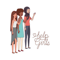 women with label help girl avatar character