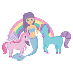 Cute unicorn and mermaid design