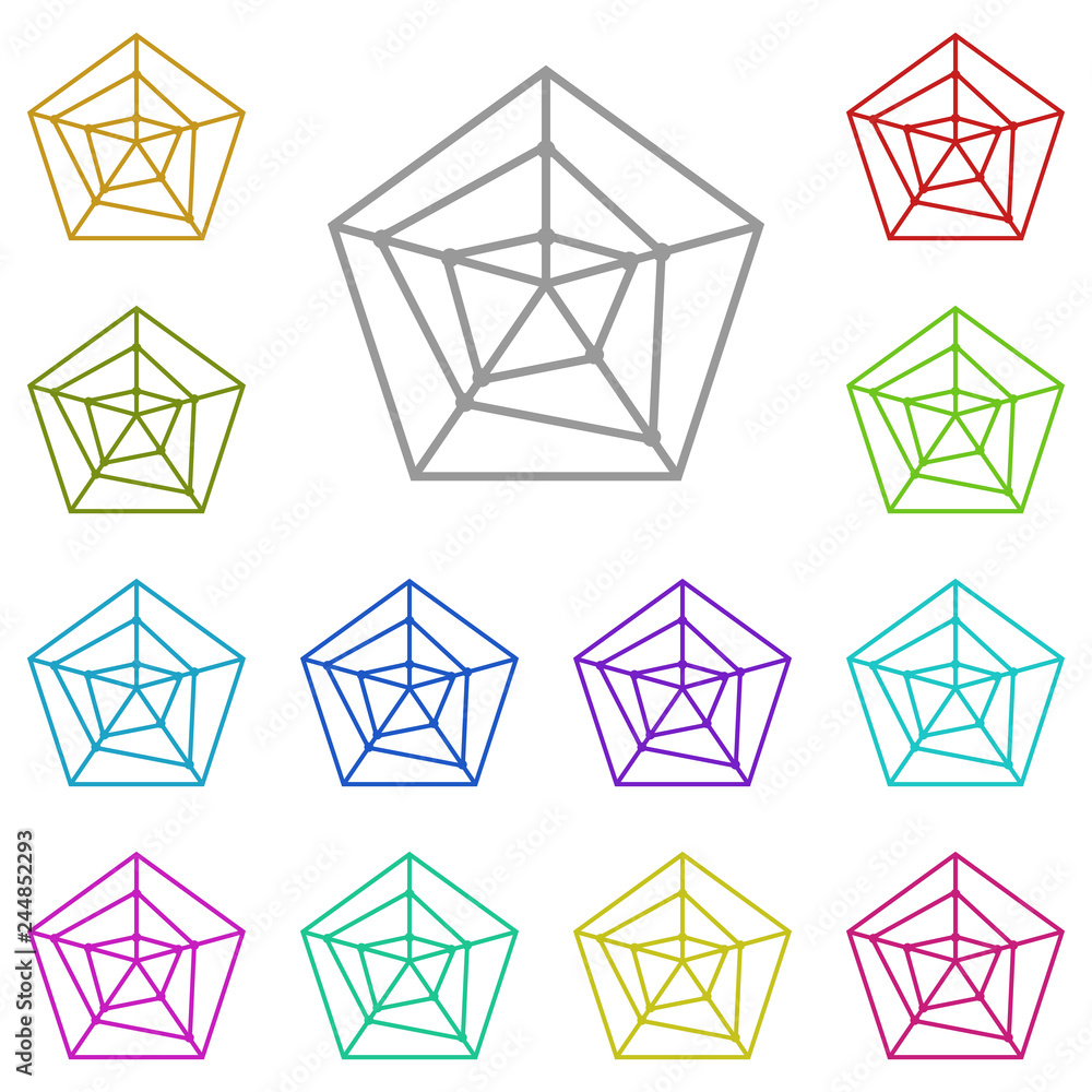 Poster radar chart icon in multi color. simple glyph, flat vector of charts and diagrams icons for ui and u