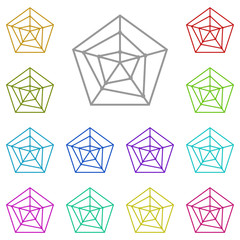 radar chart icon in multi color. Simple glyph, flat vector of Charts and diagrams icons for UI and UX, website or mobile application