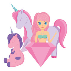 Cute unicorn and mermaid design