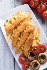 Chicken frites with potato chips