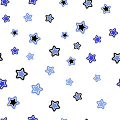 Light BLUE vector seamless template with sky stars.