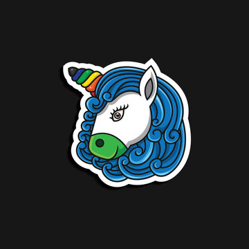 unicorn head character sticker