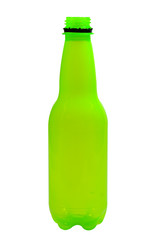 Green plastic bottle isolated on white background