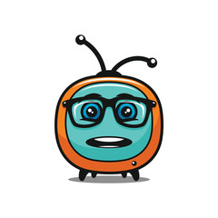 Amazed TV symbol in glasses - vector icon