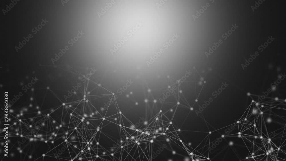 Poster white digital computer data and network connection triangle lines and spheres in futuristic technolo