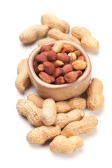 Roasted peanuts isolated on white