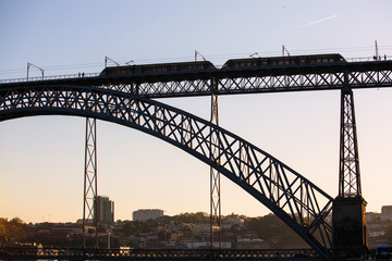 Silhouette of a Dom Luis I bridge, Porto - Portugal.