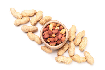 Roasted peanuts isolated on white