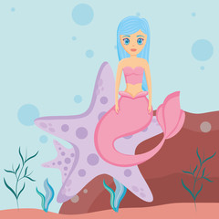 Obraz na płótnie Canvas Cute mermaid icon 