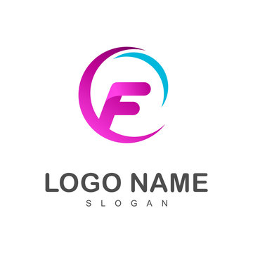 Letter F In Circle Shape Logo Template