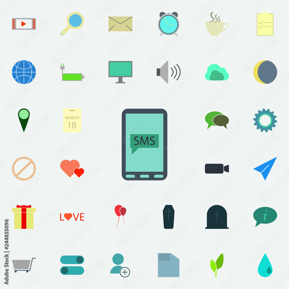 Aufkleber message on the smart phone icon. color web icons universal set for web and mobile