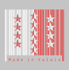 Barcode set the color of Wallis flag, The canton of Switzerland. - obrazy, fototapety, plakaty