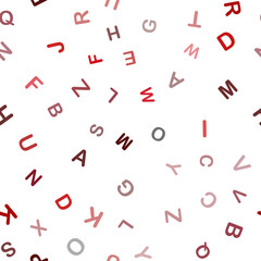 Dark Red vector seamless pattern with ABC symbols.