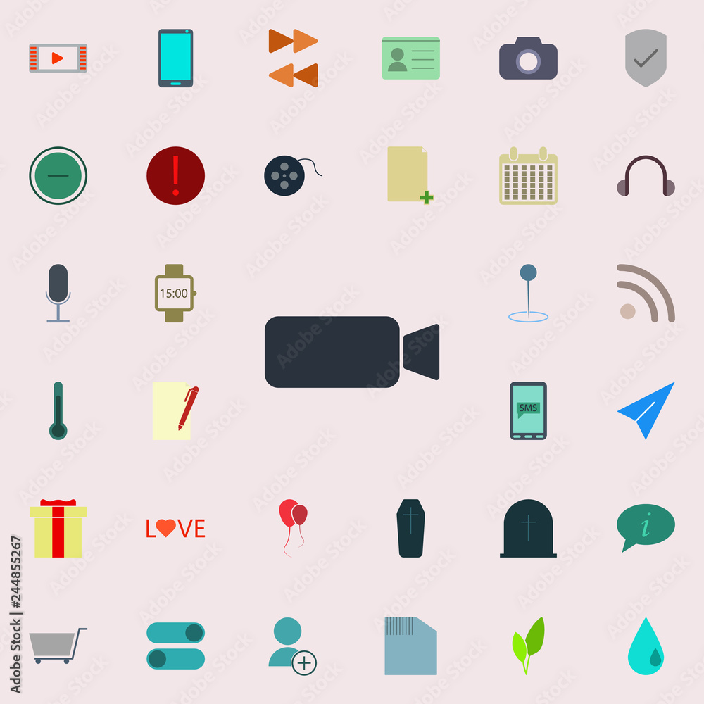 Poster camcorder icon. color web icons universal set for web and mobile