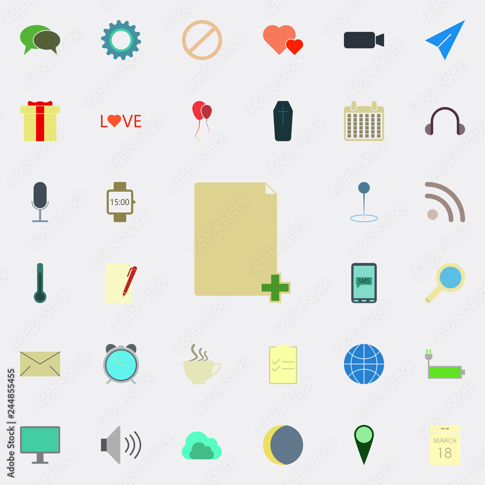 Poster add sheet icon. color web icons universal set for web and mobile