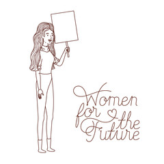 woman with label women for the future avatar character