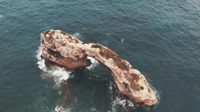 Aerial view of a cliff/cave in Majorca (Es Pontas)