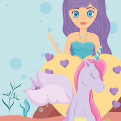 Cute unicorn and mermaid design