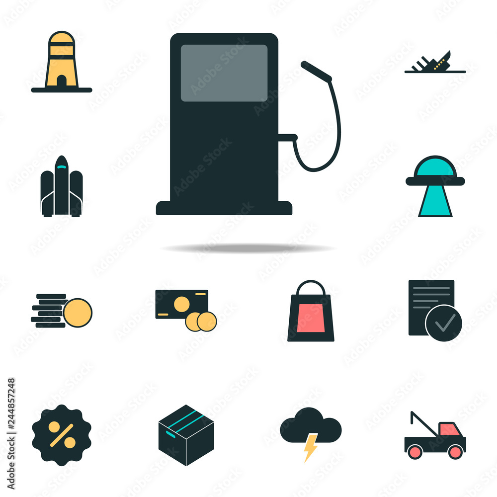 Poster petrol filling machine icon. web icons universal set for web and mobile