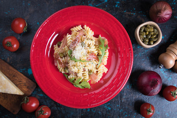 Italian pasta with prosciutto