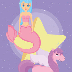 Obraz na płótnie Canvas Cute unicorn and mermaid design