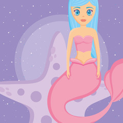 Cute mermaid icon 