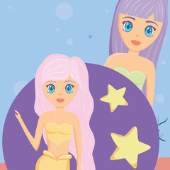 Cute mermaid icon 