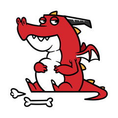 Cartoon Dragon With Full Belly
