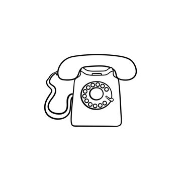 Vintage telephone hand drawn outline doodle icon