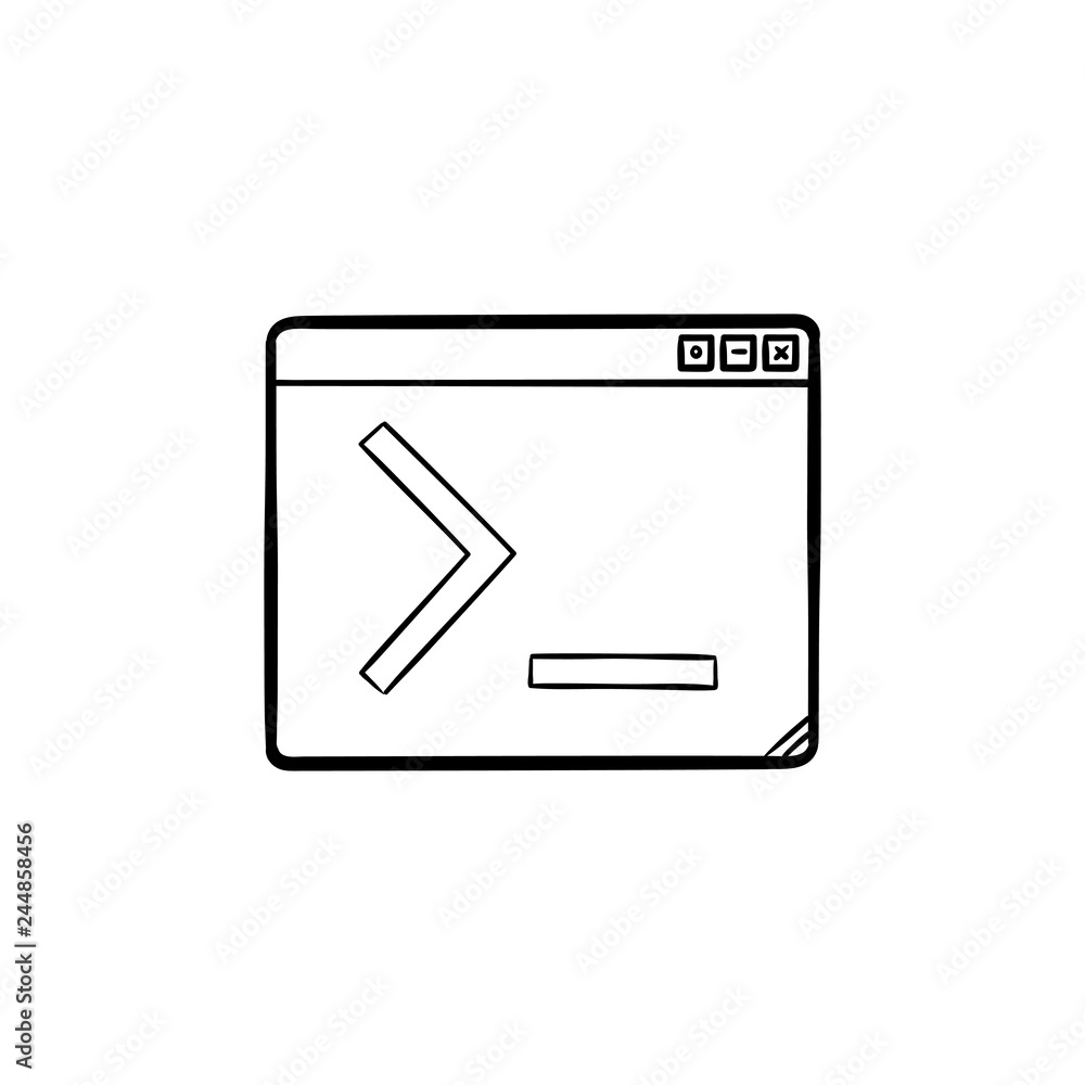 Aufkleber browser window with command line hand drawn outline doodle icon