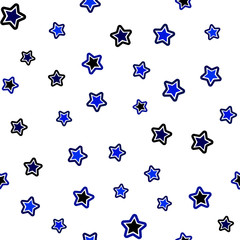 Dark BLUE vector seamless layout with bright stars.