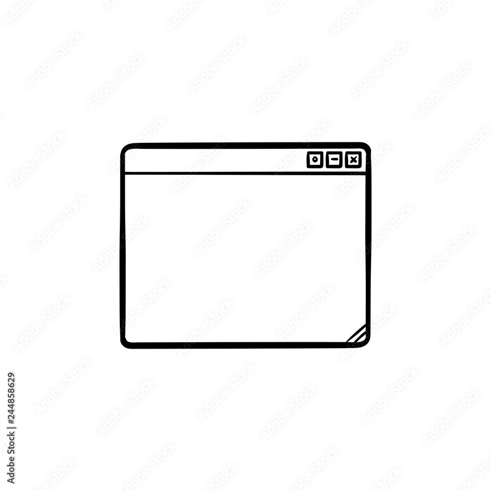 Poster browser hand drawn outline doodle icon. computer interface, internet and web search, website concept