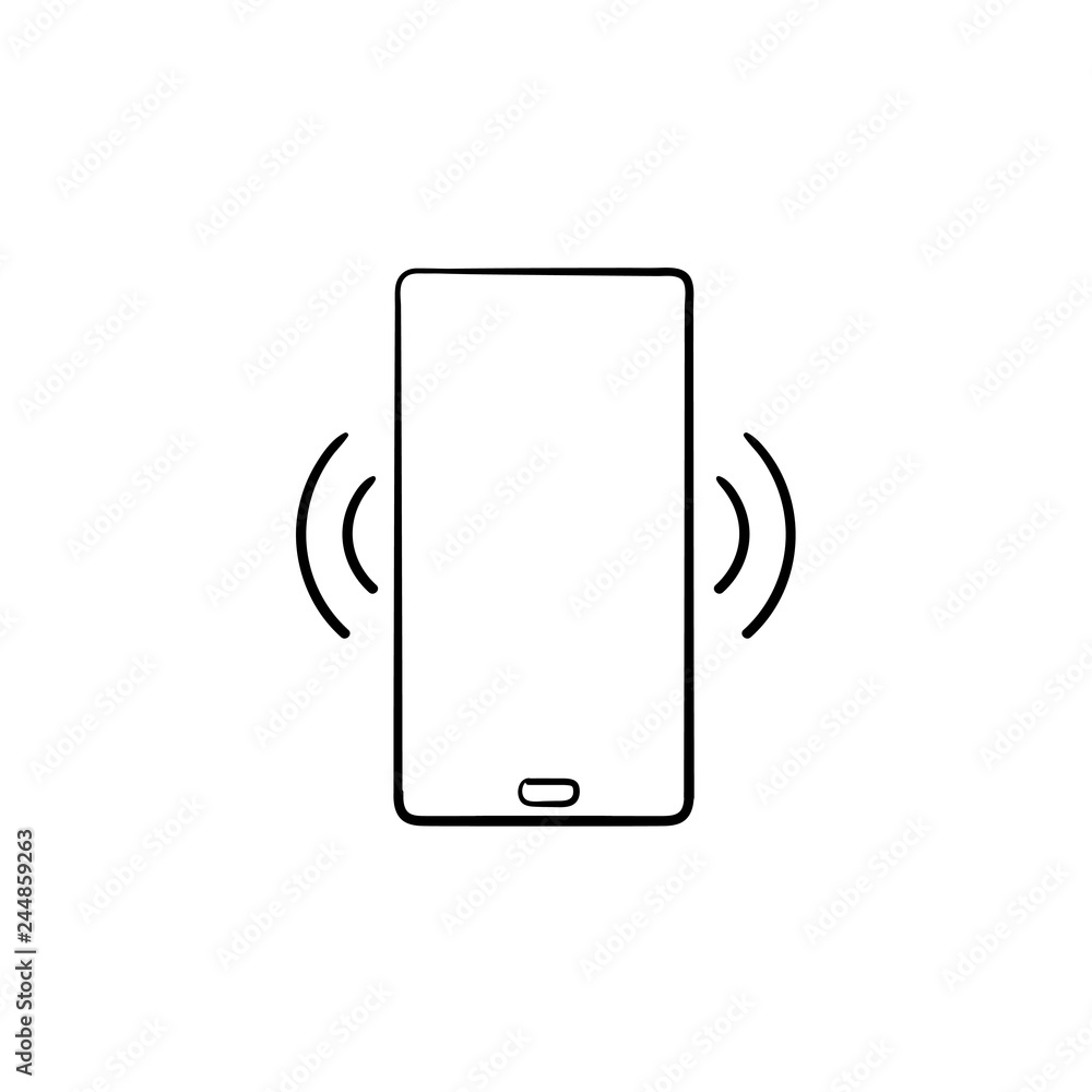 Canvas Prints Smartphone vibrating hand drawn outline doodle icon