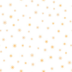 Light Orange vector seamless pattern with christmas snowflakes.